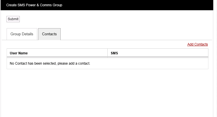 Create SMS Power Contacts Pane