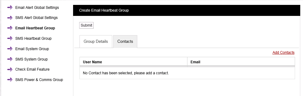 Create Email Heartbeat Group Contacts