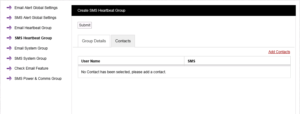 Create SMS Heartbeat Group Contacts