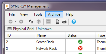 Archive Synergy Management Window