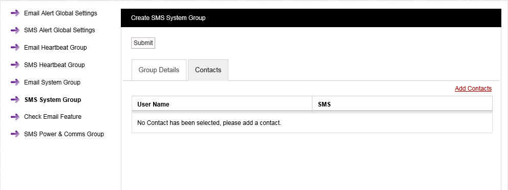 Create SMS System Group