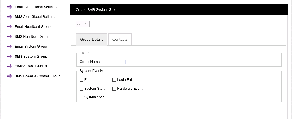 Create SMS System Group First