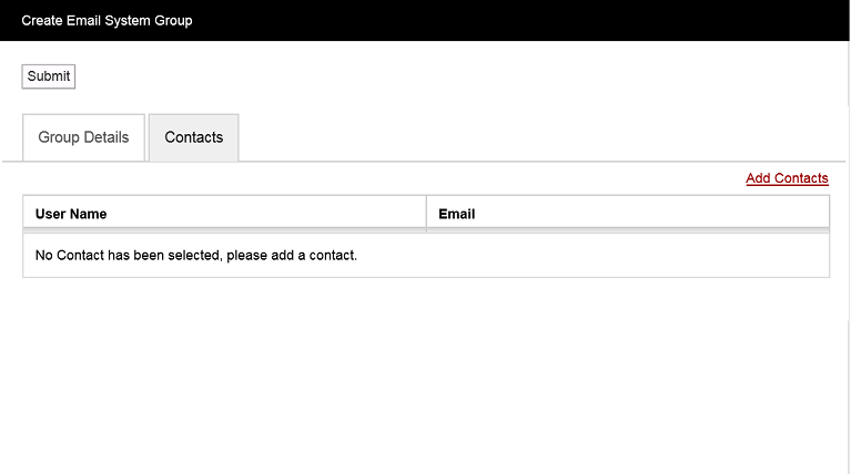 Create Email System Group Contacts Pane