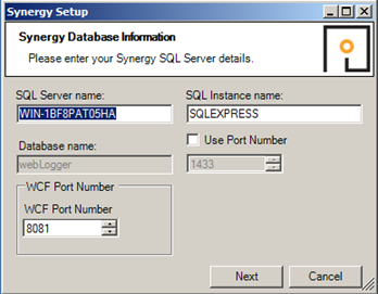 Synergy Setup Database Information2