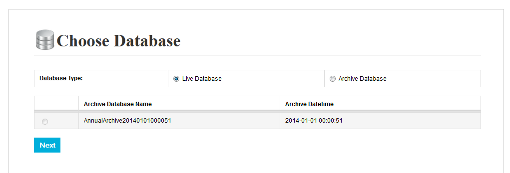 View Archived Database
